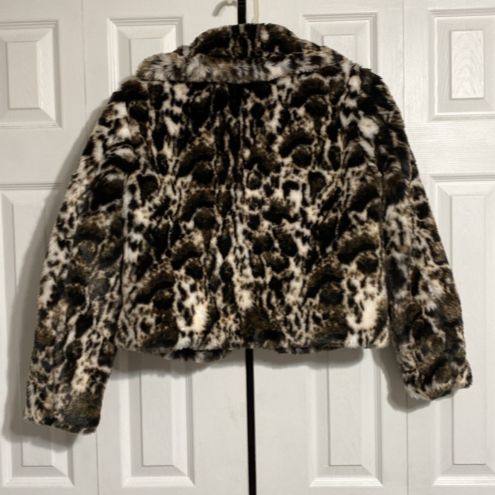 Band of the free animal print black brown cream faux fur jacket coat MEDIUM - Picture 6 of 11
